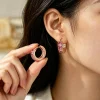 Luz de lujo oro rosa degradado rosa morado pendientes de color retro elegancia premium sense aleación de cobre con zirconia nuevas orejeras para mujer details Picture